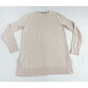 LOFT Tunic Sweater Womens Medium Petite PM Pink Rosebud Side Slit Knit Pullover